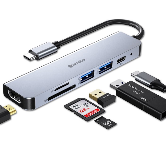 아이엠듀 6in1 USB C타입 허브 HDMI 4K 멀티포트 맥북 노트북 CUH606 아이엠듀 6in1 USB C타입 허브 HDMI 4K 멀티포트 맥북 노트북 CUH606