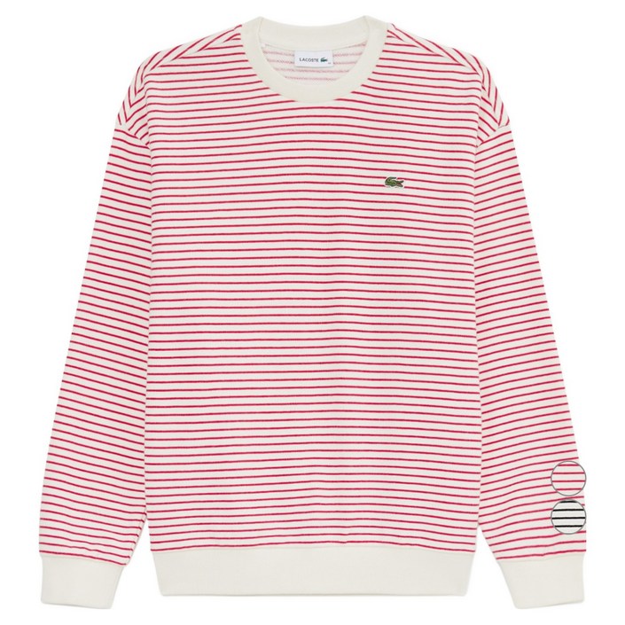 라코스테 여성용 스트라이프 크루넥 면 스웻셔츠 SF931E-55N