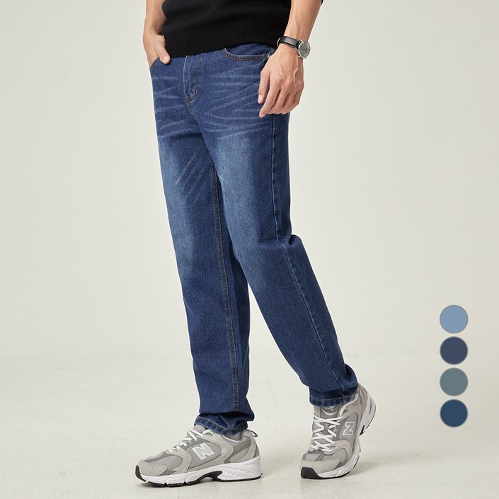 캐럿 남성용 사계절 편안한 슬림 청바지