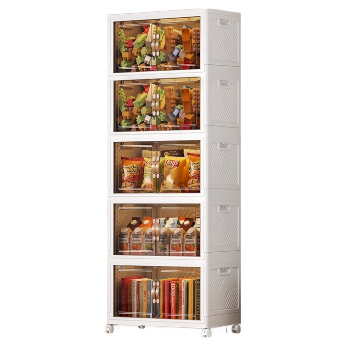 접이식 리빙 폴딩박스 수납장, 화이트, 5개