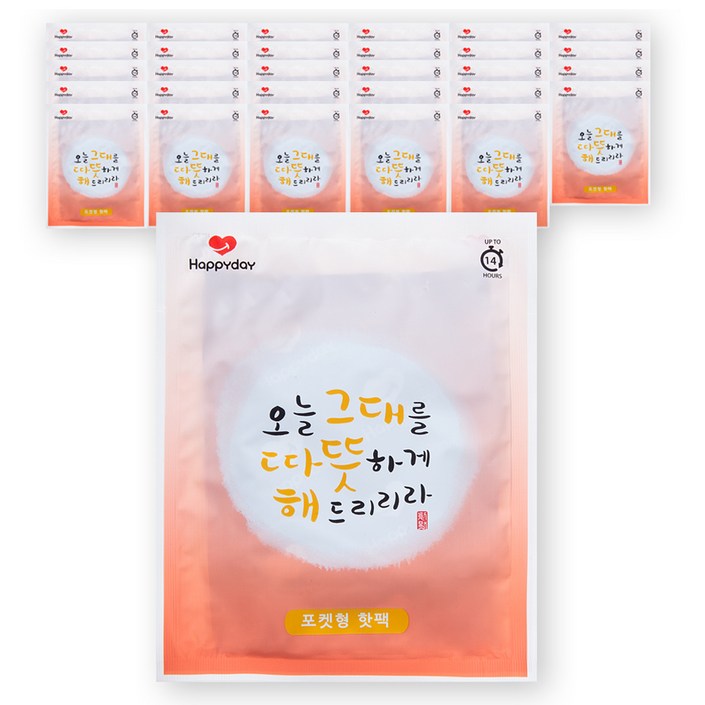 국내생산 해피데이 포켓용 핫팩 100g, 30개