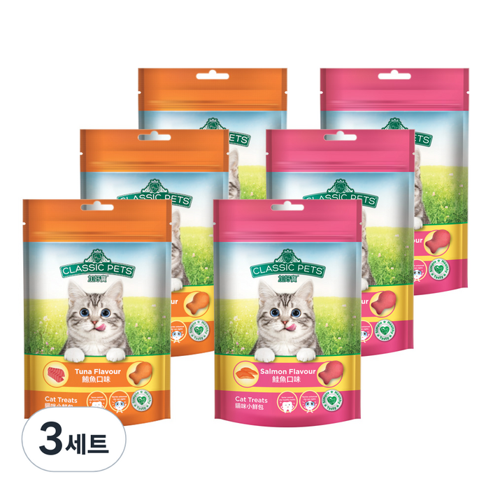 CP 컴페니언펫츠클래식 고양이간식 캣트릿 참치 3p연어 3p, 참치, 연어, 80g, 3세트