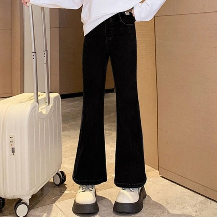 이유몽 슬림핏 데님 부츠컷 밴딩 나팔 긴바지 E6S282