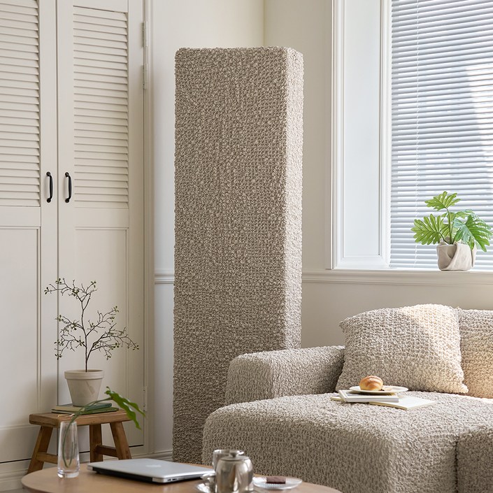 베베데코 프리미엄 올핏 스탠드 에어컨커버 사각, 아몬드체크사각