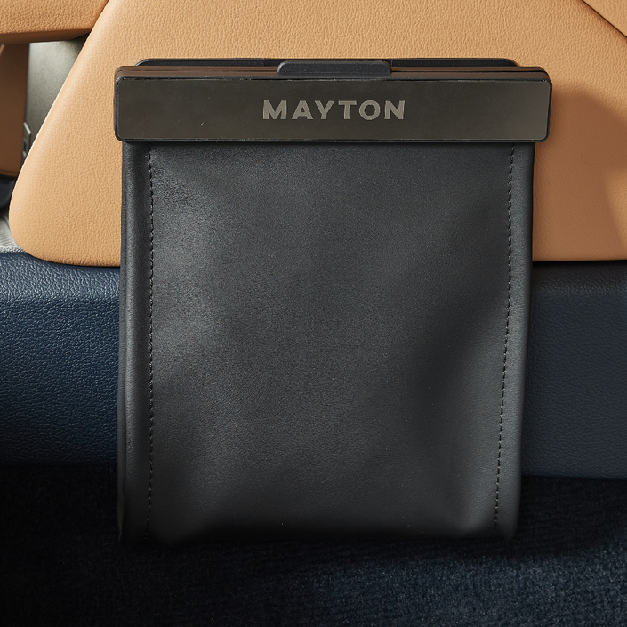 메이튼 2세대 차량용 앞좌석용 가죽 LED 쓰레기통  거치대  리필봉투 30p 세트, 블랙, 1세트