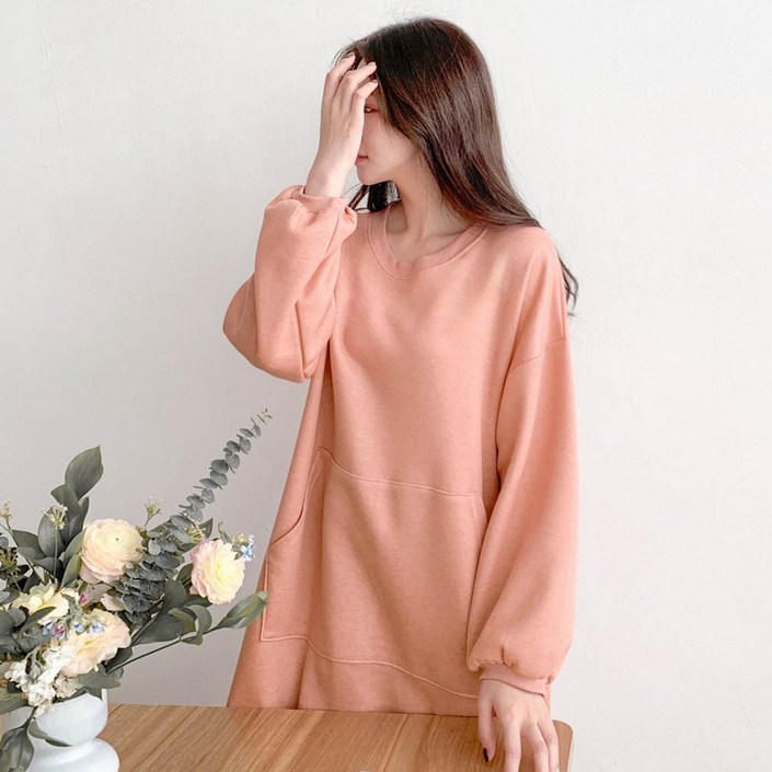 Bori 기모 포켓 루즈핏 롱 임산부 원피스 C169