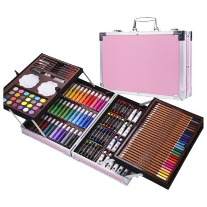 카무 미술도구 145P 4단 세트 핑크케이스