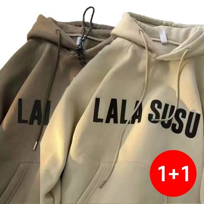 오버핏 레터링 후디 기모 추가  남녀공용 커플룩  빅사이즈  데일리 캐주얼  스트릿 패션 빅사이즈후드티 트렌디한후드