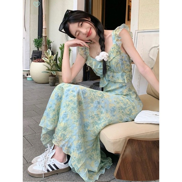 YioYcc 여성 허브 잔꽃 플라워 나염 휴양지룩 바캉스 비치웨어 휴양지원피스 롱 원피스 YioYcc 여성 허브 잔꽃 플라워 나염 휴양지룩 바캉스 비치웨어 휴양지원피스 롱 원피스