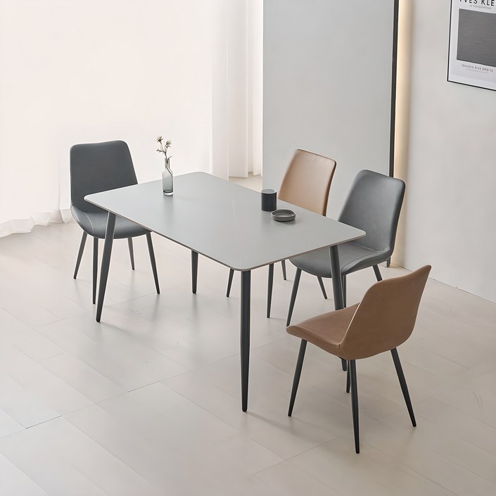 라로퍼니처 클래시 소울 1400 포세린 통 세라믹 4인 식탁 세트 화이트 그레이 상판 2종