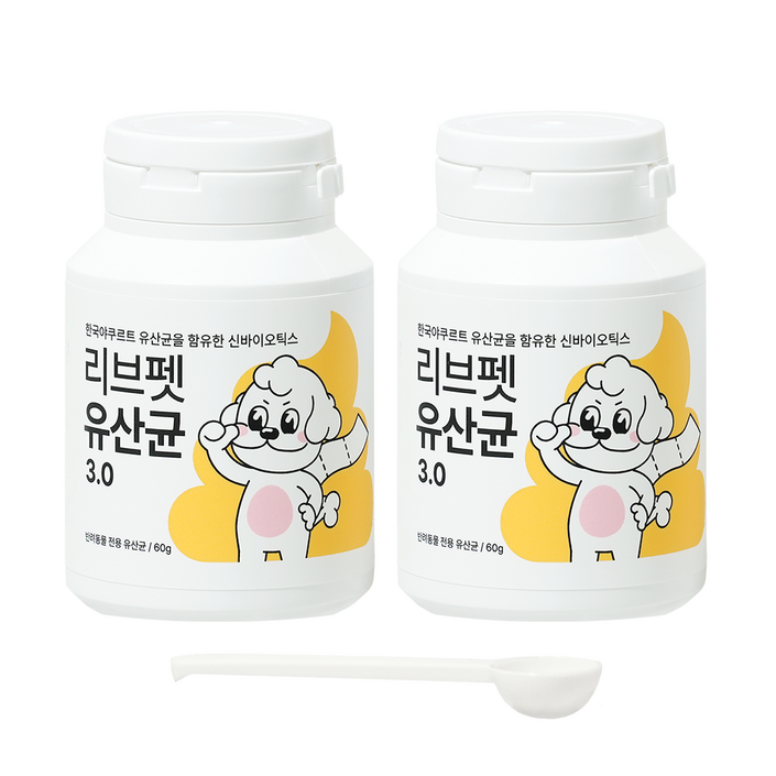 리브펫 유산균 3.0 강아지 고양이 분말형 60g  2통, 소화기능췌장개선, 2개, 30회분