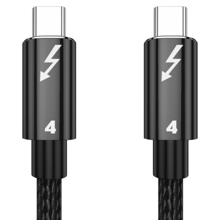 썬더볼트4 케이블 100W 8K60 40Gbps C타입 초고속 데이터전송 Thunderbolt4, 1개, 150cm, 블랙