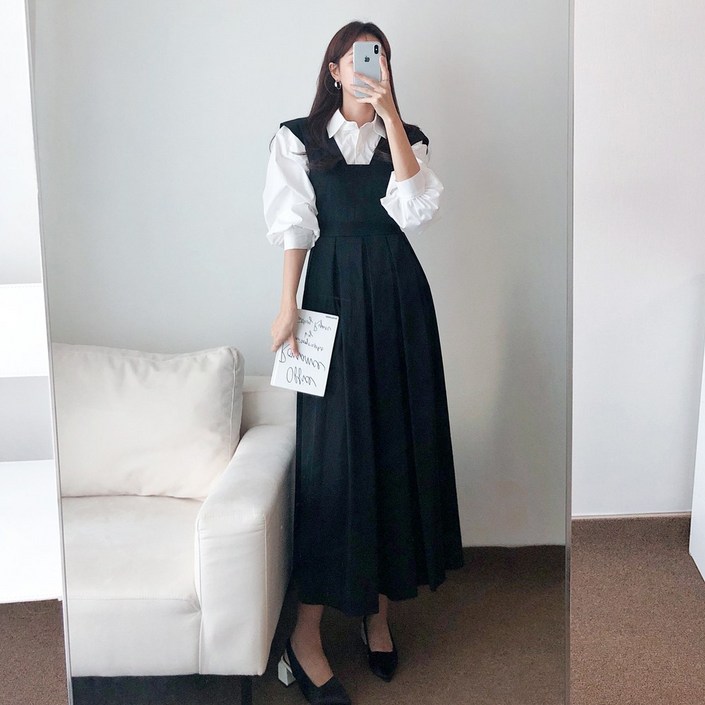 요시아나 당일발송 모르페 뷔스티에 플리츠 롱원피스 2컬러