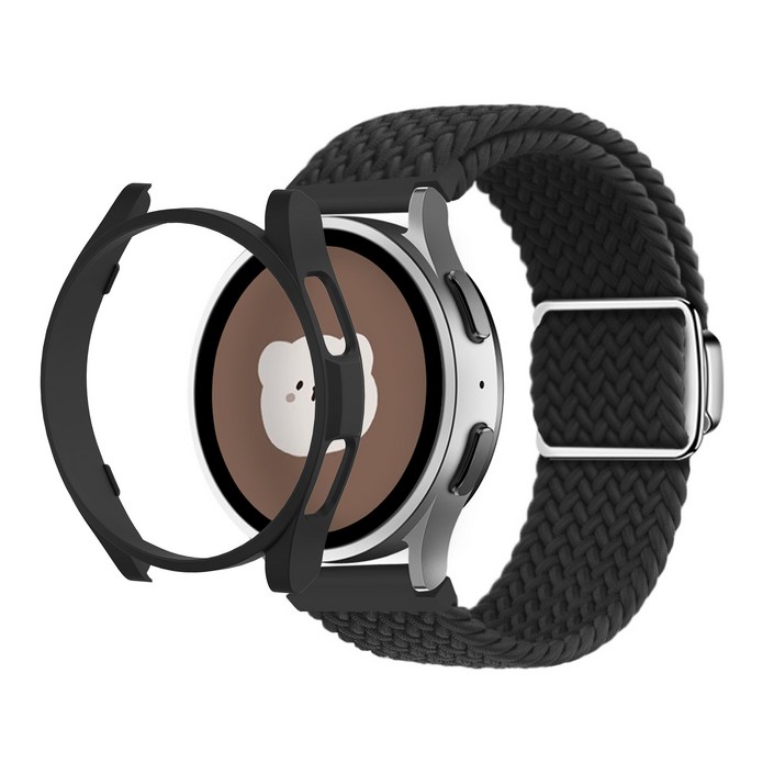 아이메이드잇 갤럭시워치 호환 솔로루프 마그네틱 스트랩 밴드  케이스 세트, 블랙