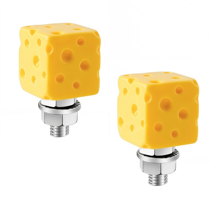 OFFCURVE 자동차 번호판 볼트세트 신형번호판볼트 캐릭터 치즈 2종 세트, 1개, 노란색 치즈