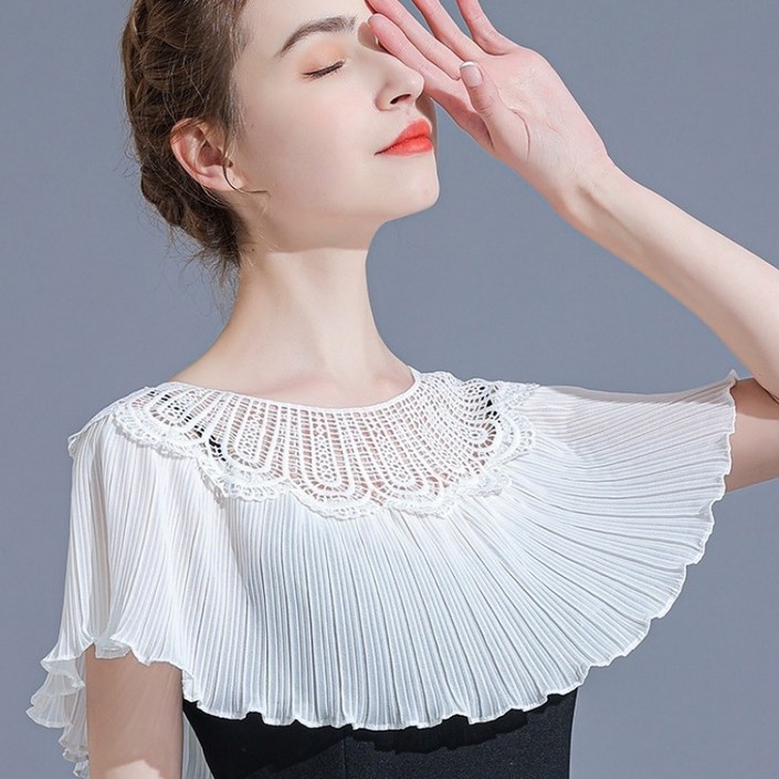 쉬폰 케이프 펀칭 넥 풀오버 나시 여름 쇼트 블라우스