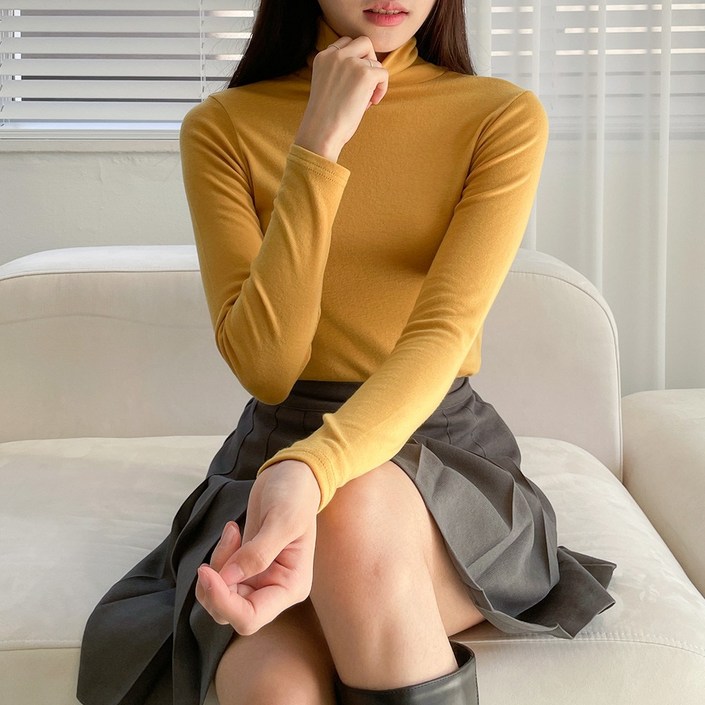 투데이앤룩 여자 클래식 목폴라티셔츠 베이직 폴라티