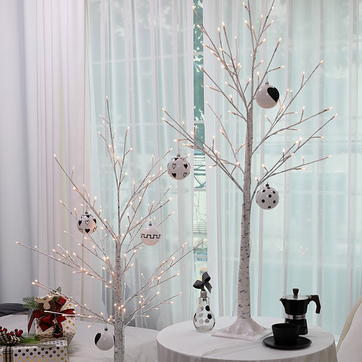 조아트 크리스마스트리 자작나무트리 LED 감성트리 화이트 특별한트리 인조나무, 02_감성트리 화이트자작 1.6M - 투데이밈