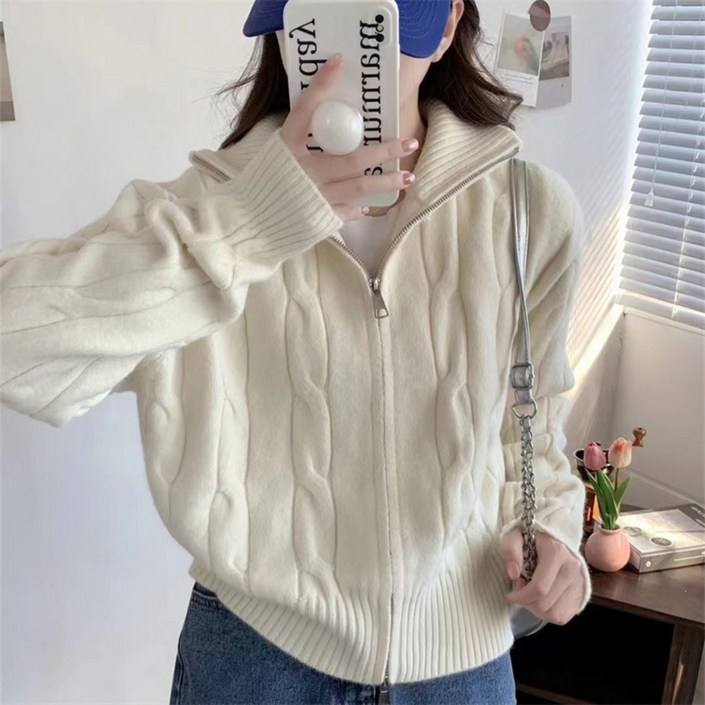 BuGeum 여성 긴팔 니트웨어 스웨터 카디건 봄 가을 데일리 캐주얼 상의