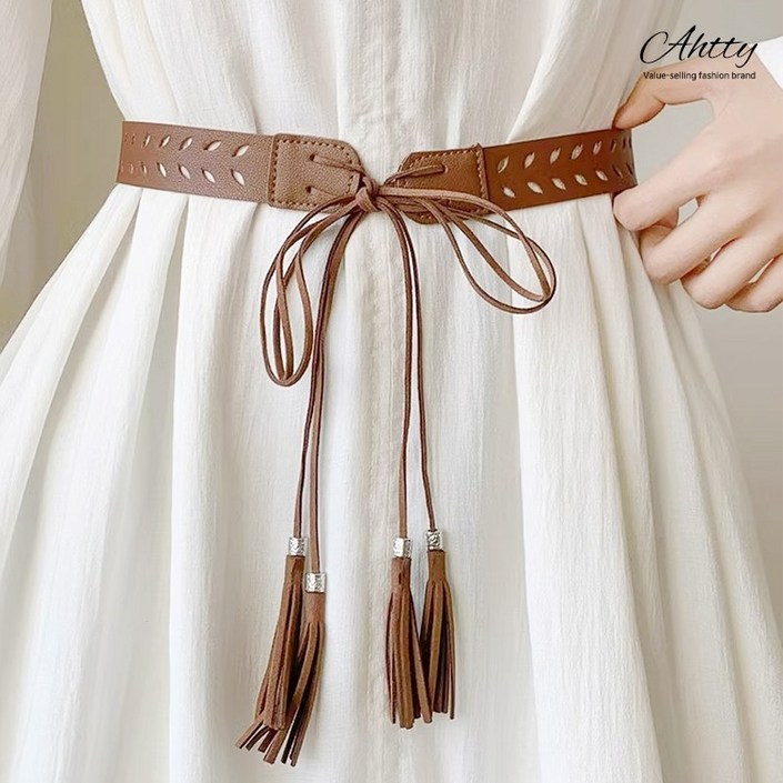 아띠Ahtty 보헤미안 테슬 가죽 레더 벨트 레이어드 패션 원피스 청바지 허리 끈