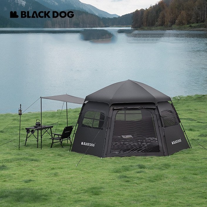 OKI 블랙독 Blackdog 캠핑 텐트 자동 육각형텐트 돔형 원터치텐트 백패킹