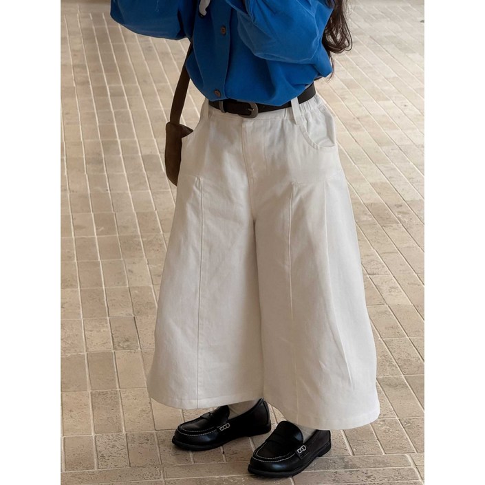 SunburstWonder아동 봄가을 여아 프리미엄 화이트 A라인 와이드 팬츠