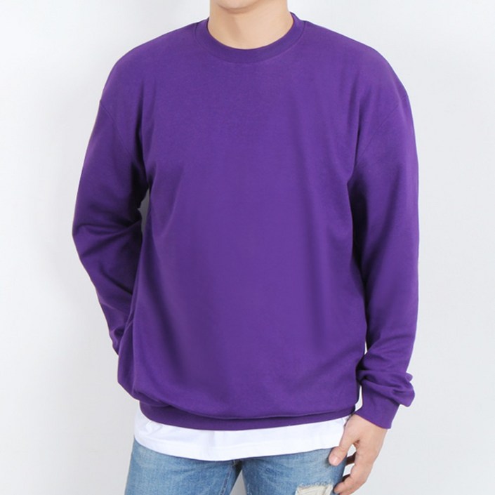 셀럽 남자 맨투맨 오버핏 커플 무지 티셔츠 여자 빅사이즈 긴팔티