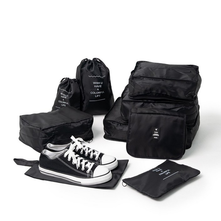 코르딕스 여행용 방수 파우치 9종 세트 캐리어 여행 용품 필수품 정리백 신발