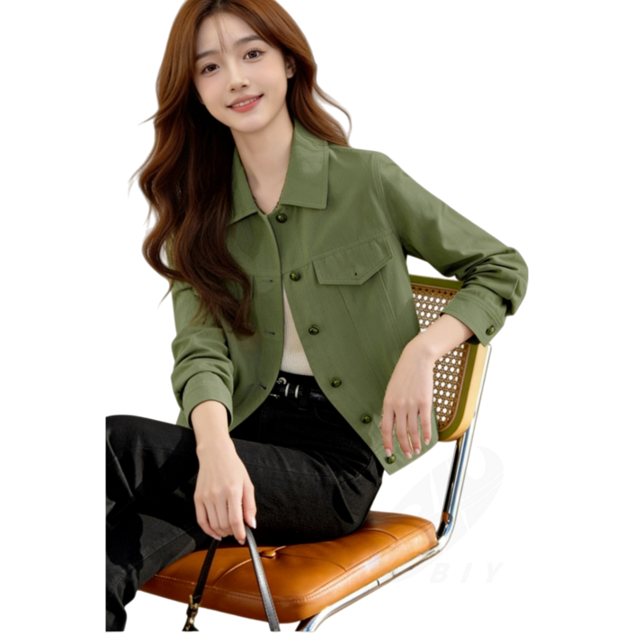 비아이와이 여성 봄가을 데일리 캐주얼 코디 루즈핏 데님 숏자켓 DH1247