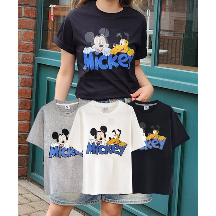 디즈니 남여공용 반팔 티셔츠 미키플루토 국내제작 3종 중 선택