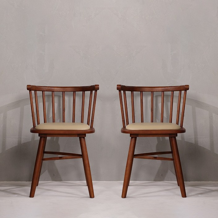 라움에스알 애플쿠션암체어 식탁의자 원목의자 카페체어, 2개, 월넛