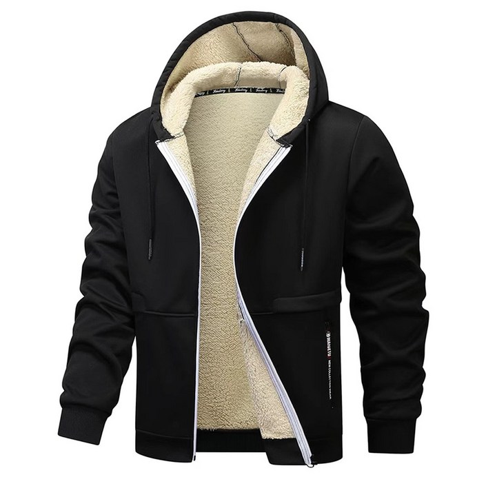 남성용 두껍고 따뜻한 플리스 후드 스웨트셔츠 캐주얼 스포츠 멀티컬러 지퍼 재킷 후드티