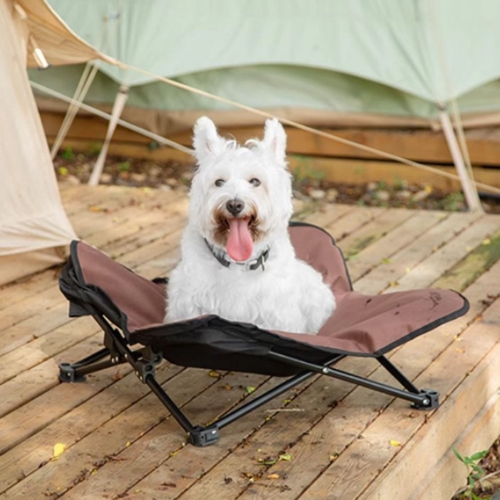 견행묘행 강아지 캠핑의자 애견 캠핌장 해먹 침대, 딥브라운세트