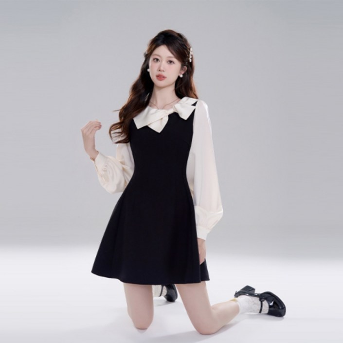 프렌치 햅번 감성, 가을 블랙 A라인 드레스