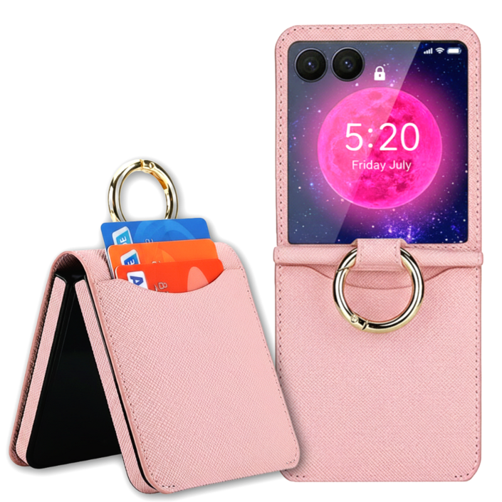 폰디 Z플립 카드수납 힌지보호 핑거링 휴대폰 가죽 케이스