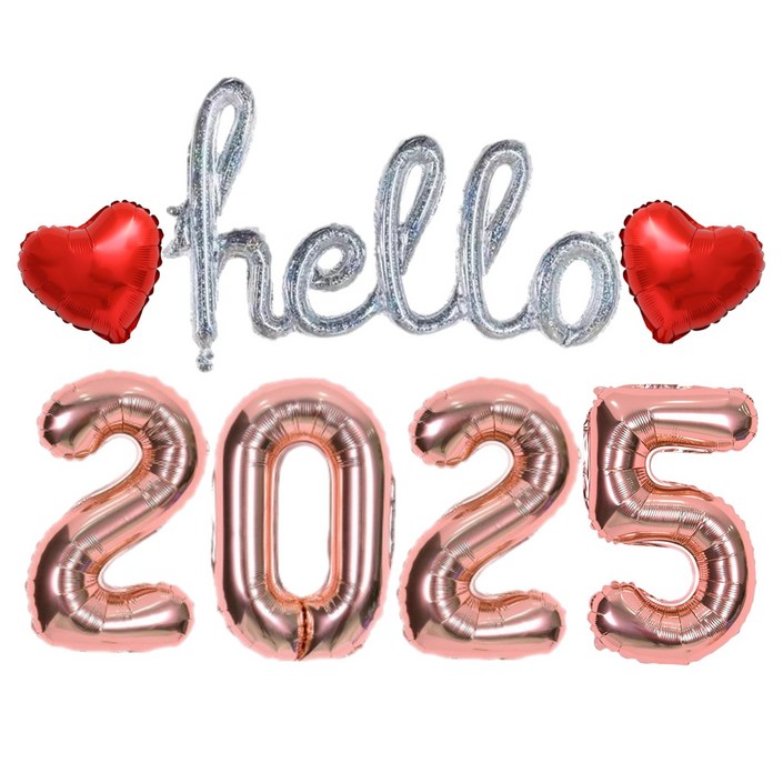 헬로 Hello 2025 새해 풍선세트 신년 파티 용품, 1개