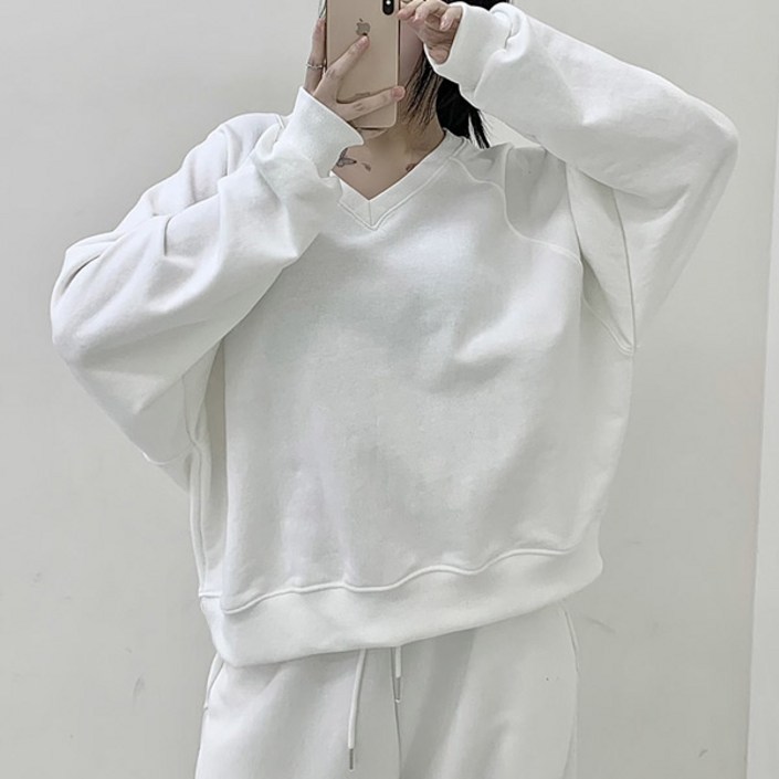 마이쏭 여성 빅사이즈 봄신상 이븐브이넥나그랑맨투맨