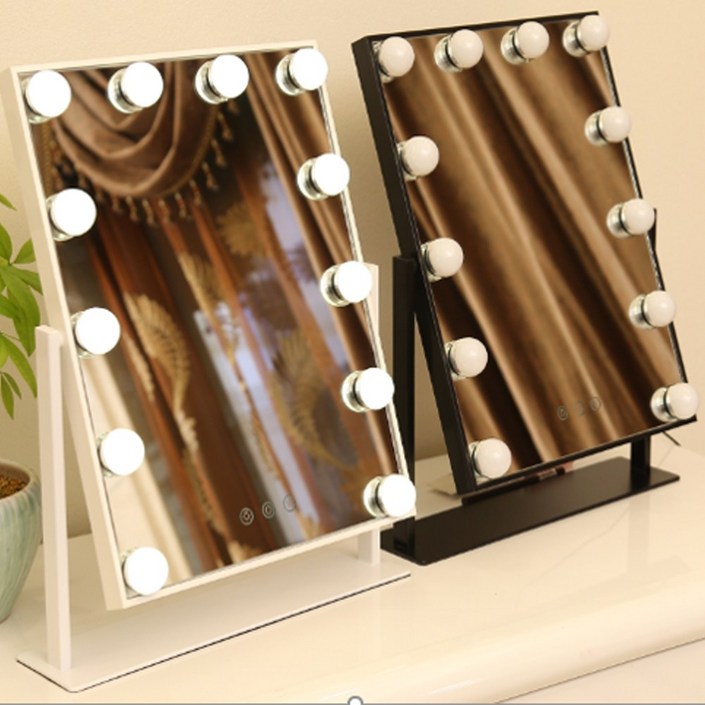 조명 화장대 거울 탁상용 메이크업 각도조절 터치식 화장거울 화이트, 화이트