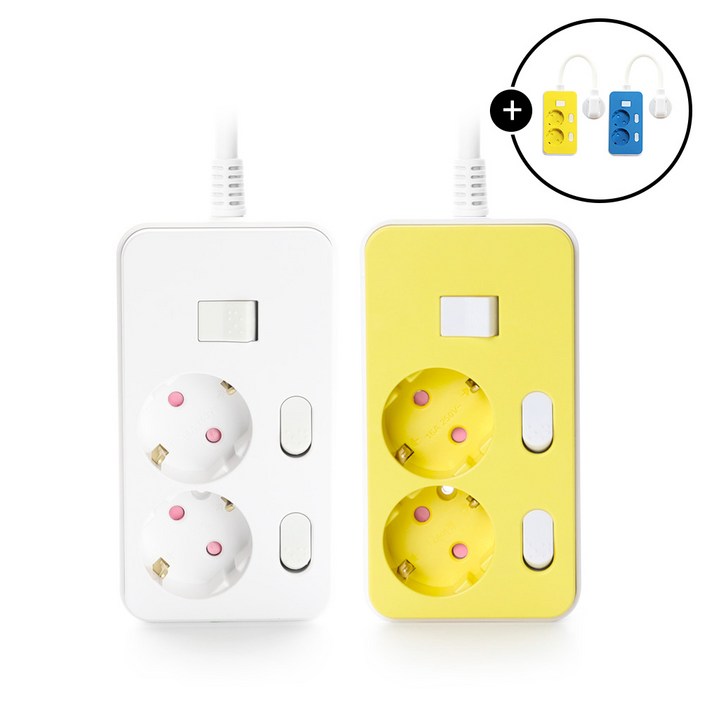 아이정 더좋은 개별 스위치 과부하차단 멀티탭 2구 화이트, 1개, 2m