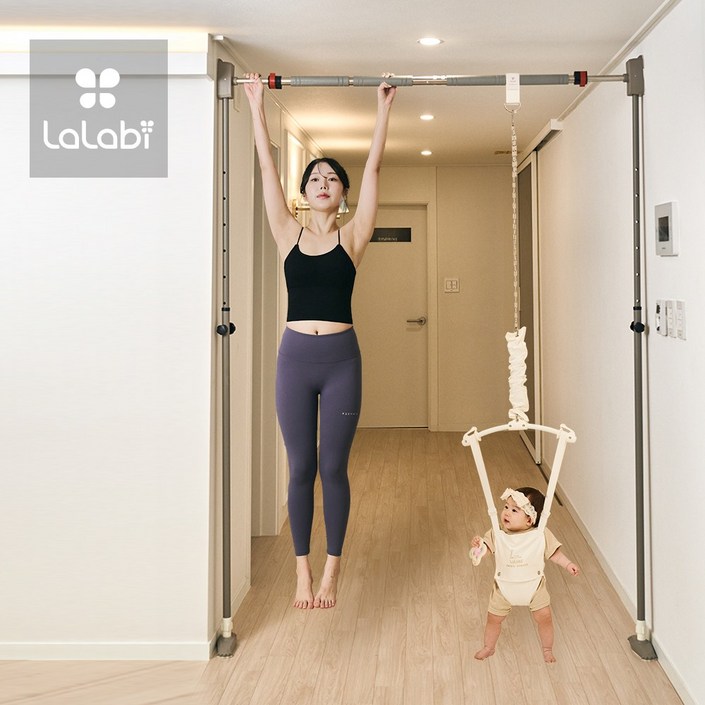 라라비 스탠드 철봉 방문 문틀 아기 그네 풀업바 와이드 도어형 98130cm