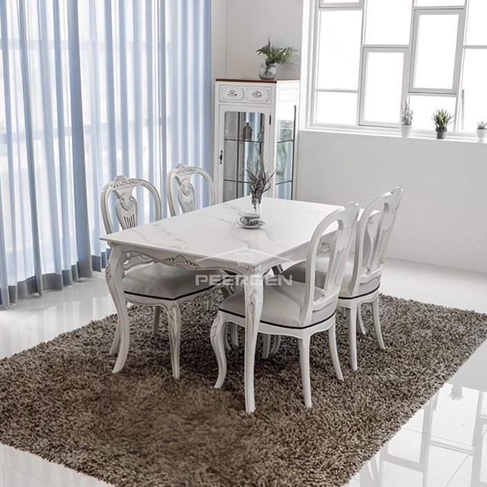 린 프렌치 엔틱 4인용 세라믹 식탁 세트 화이트, 화이트