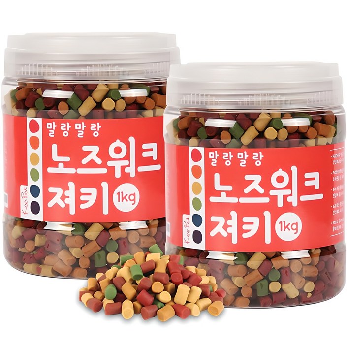 킵펫 말랑말랑 노즈워크 져키 강아지 간식, 혼합맛황태연어치즈참치오리, 1kg, 2개