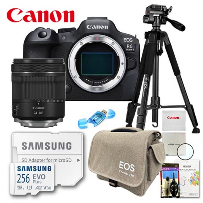 캐논 정품 EOS R6 Mark II  24105 47.1 IS STM KIT 정품박스 미개봉 EOS 삼각대 패키지  8종세트  256GB  TJ