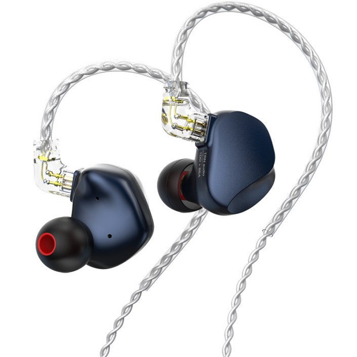 TRN VX PRO 1DD8BA HiFi 유선 이어폰, 블루 마이크없음