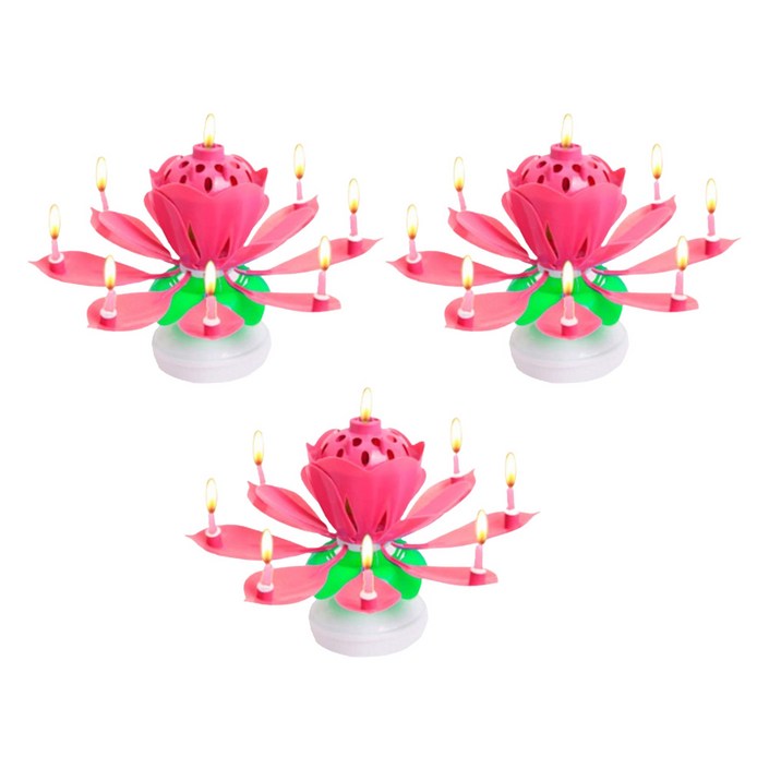 아이템하우스 생일축하 멜로디 연꽃초 숫자세트 2p 3개 1세트, 핑크, 3세트