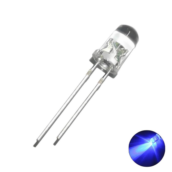 5mm 고휘도 파랑색 10개 LED 램프 2핀 5파이 다이오드 DIY 전자부품 블루