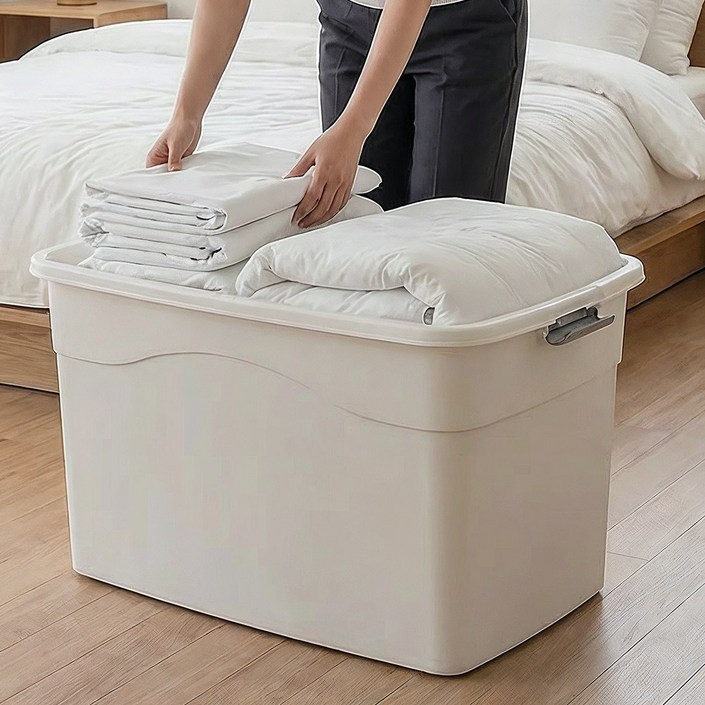 CKLIVING 특대형 플라스틱 리빙박스 대용량 수납정리함, 그레이, 1개