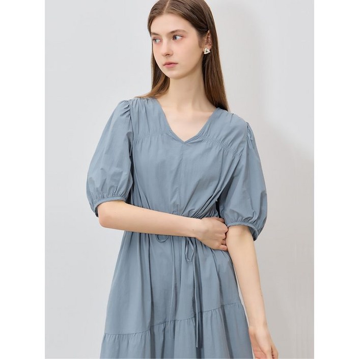 리스트 찰랑 쿨 코튼 셔링 스트링 롱 원피스 택가격 298000원