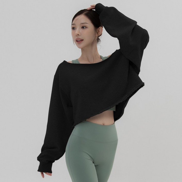 콘치웨어 여성용 빈티지 오프숄 크롭 맨투맨