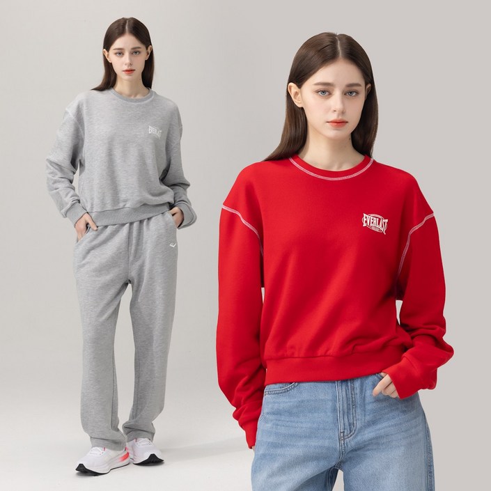 에버라스트 여성 미니쭈리 런닝복 세트 맨투맨 + 일자팬츠